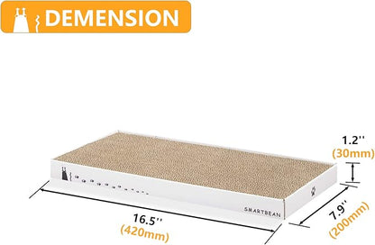 Cardboard Scratcher Pad Scratching post:Smartbean Cat Scratch Pad,Cat Scratching Post with Durable&High Density Cardboard, Indoor Toy for Cat, Double-sided Design For double life (16.5x7.9x1.2 inches)