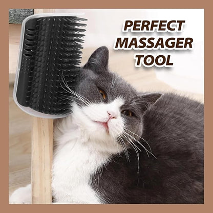 2 Pack Cat Self Groomer with Catnip Pouch Black Cat Grooming Massage Brush Soft Cat Brush Cat Massager for Indoor Cats