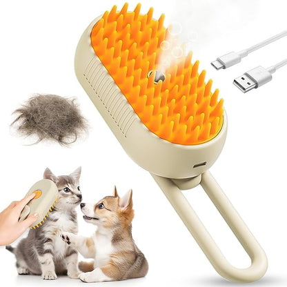 3 in 1 Self-Cleaning Steam Cat Brush for Removing Tangled and Loose Hair, Dog Steamy Brush for Massage, A04