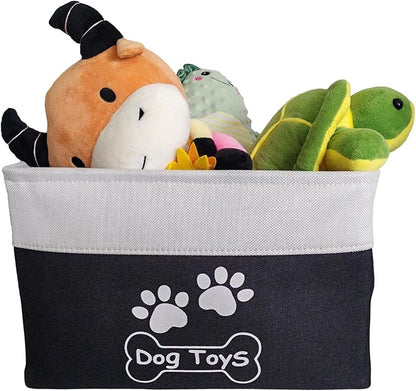 Collapsible Dog Toy Basket with Handles Foldable Dog Toy Box Bin for Pet Toys and Accessories