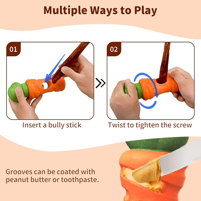 Bully Stick Holder for Dogs - for Aggressive Chewers Treat Chew Holder, Heavy Duty Yak Chew Toy Nylon Bone, Prevent Choking Safety Device for Small Medium Large Dogs, No More Swallowed Ends