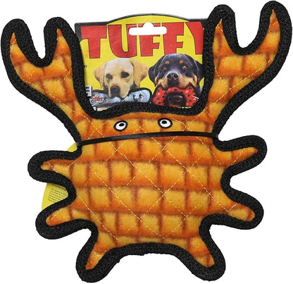 TUFFY - World's Tuffest Soft Dog Toy - Ocean- Squeakers - Multiple Layers. Made Durable, Strong & Tough. Interactive Play (Tug, Toss & Fetch). Machine Washable & Floats. (Crab Orange, Medium 2 Pack)