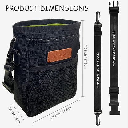 Dog Treat Pouch, Large Treat Pouches for Pet Training with Multiple Pockets, Built-in Poop Bag Dispenser & Phone Holder, 3 Wear Styles, Ideal Dog Treat Bag for Training & Walks, Black