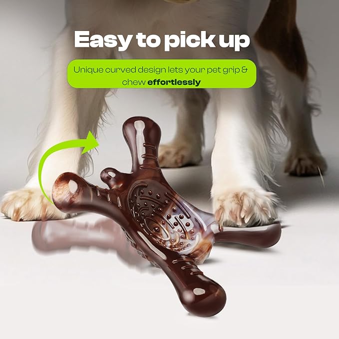 Indestructible Dog Chew Toy for Aggressive Chewers – Tough Nylon Super Chewer Toy, Bacon Flavor, Long-Lasting & Heavy-Duty, Teeth Cleaning & Boredom Relief for Large Breed Dogs