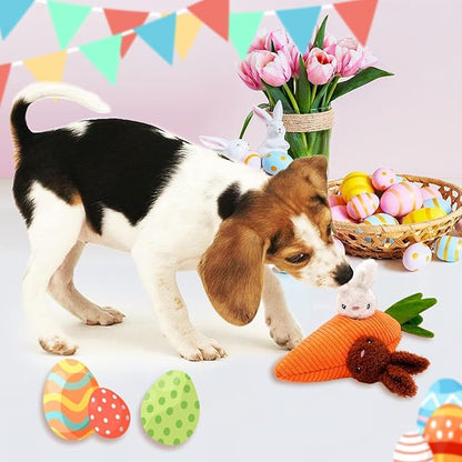 Easter Dog Toys, Carrot Hide and Seek with 2 Squeaky Bunny Small and Plush Dog Puzzle Toys, Easter Squeaky Gifts for Small and Medium Dogs
