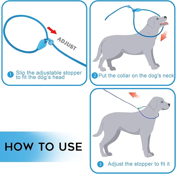 Slip Leads for Dogs Comfortable 6 FT Heavy Duty Loop No Pull Pet Training Leash 6 Colors Classic Dog Leash for Small Medium Dogs, Blue