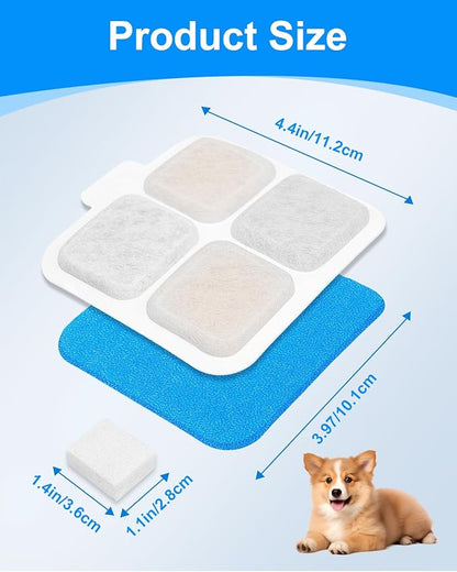 12 Set Dog Water Filter Replacement Compatible with oneisall PW07SAU 10L/2.64Gal, Dog Water Fountain Filter Fit for oneisall, Multilayer Filtration System 12Pre-Filter+12 Filters+12 Sponges