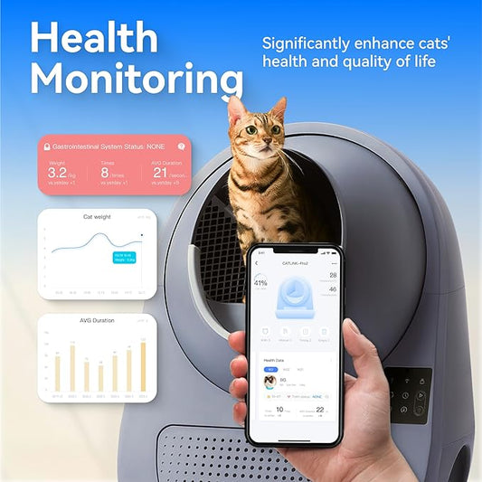 CATLINK Self Cleaning Cat Litter Box for Multiple Cats, Health Monitoring, Automatic Litter Box with APP, Odor Control, 65L Safe Pinch-Free Robot Cat Litter Box, Grey/Large (Luxury Pro-X)