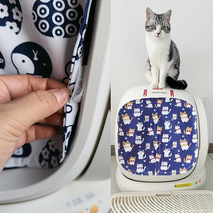 Curtain for Self Cleaning Cat Litter Box,Reduces Cat Litter Bounce, Stops Odors from The Litter Box Self Cleaning (FatBlue)