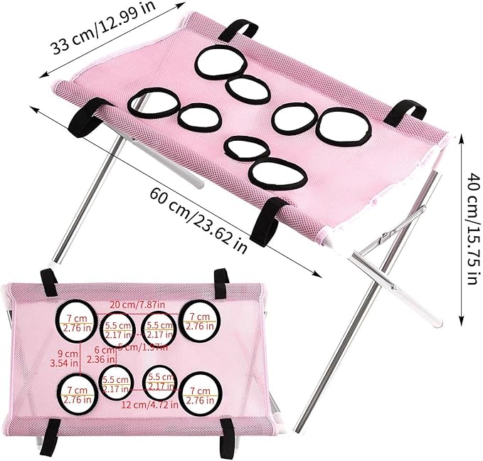 Iron Pet Grooming Hammock - 8-Hole Design Anti-Escaping Cats Sling | Polyester Cloth Kitten Grooming Hanger | for Cats Dogs Kitten Puppy Small Medium Large Breed Indoor Home Hair Cutting Ear Cleaning