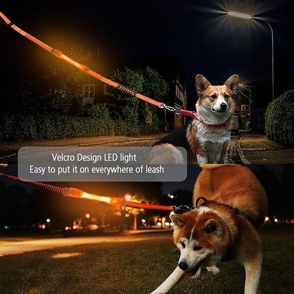 Heavy Duty Dog Leash and LED Light Set, LED Light with Nylon Stickers, Universal Glowing Accessories Easy to Attach Collar Leash and Harness, Safety LED Light Up Band for Dogs at Night Walking