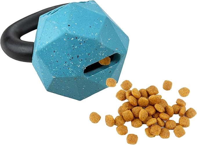 Max Fusion Made with Nike Grind, Arlee Kettlebell Treat Dispensing Dog Toy, Durable Blue Dog Treat Toy, Treat Dispenser Toys, Natural Rubber Chew Toy, Large, 1 Count