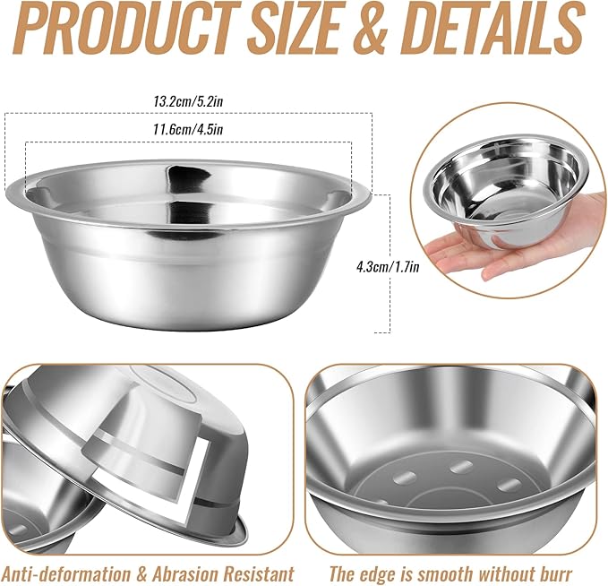 Nuanchu 15 Pack Stainless Steel Dog Bowls Bulk, 15 oz Pet Food Water Bowls for Small Dogs/cat, Dishwasher Safe Feeder for Multi-pet Homes/pet Shop