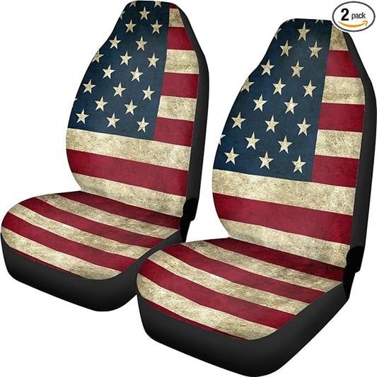 American Flag Printed Car Seat Covers Washable Seat Protector for Women Men Air Mesh Cloth Automotive Vehicle Seat Covers for Cars Interior for Cars, Sedans, Trucks, SUVs - Vintage Flags