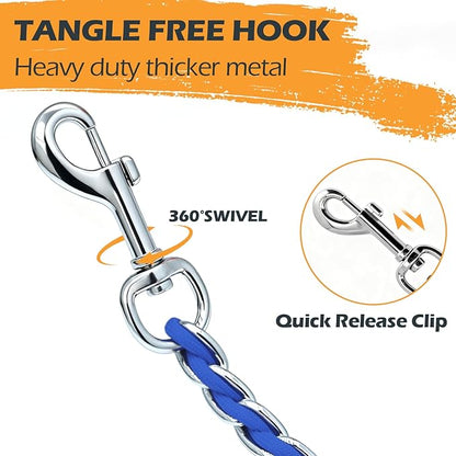 Chain Dog Leash Chew Proof Metal Leash for Medium Large Dogs, Chain Link Dog Anti Chew 5.2FT / 4FT Strong Anti Bite Comfortable Soft Padded Handle (Blue, 4FT(5-30lb))