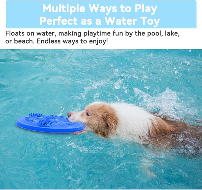 2Pcs Dog Frisbee with Treat Holes,8'' Soft TPR Flying Disc Chew Toy for Dogs, Treat Dispensing Fetch Toy for Outdoor Play & Exercise, Stress Relief Dog Toy(Purple ×1 + Green ×1)