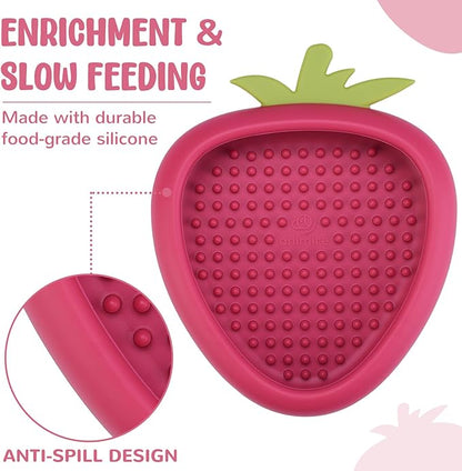 Freeze Dog Lick Bowl, Animire Non-Slip Slow Feeder Lick Mat for Dogs, Silicone Dog Enrichment Bowl for Distraction Anxiety Relief Boredom, BPA Free, Dishwasher Safe(Rose,L)
