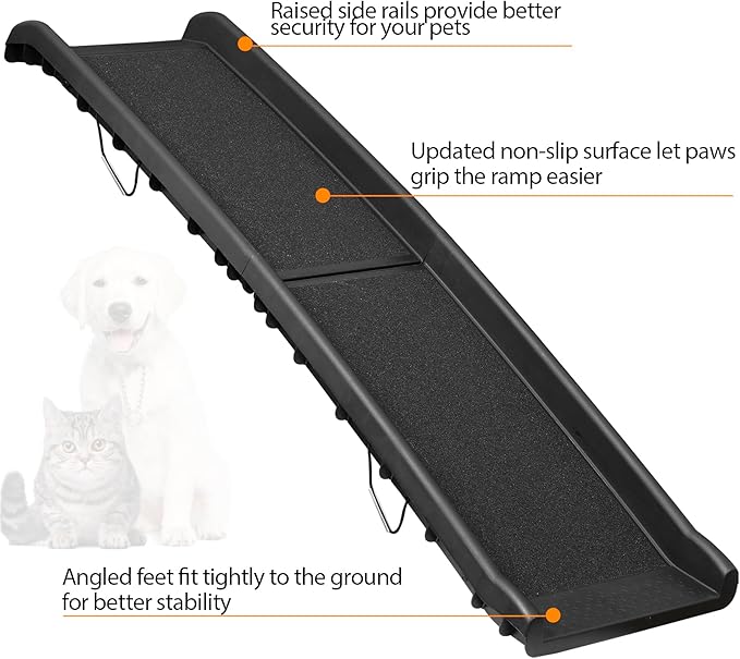ZENY Portable Folding Dog Ramps for SUV, Truck, Car Ramp Stairs Step Ladder for Pet, Non-Slip Pet Ramp with Raised Siderails