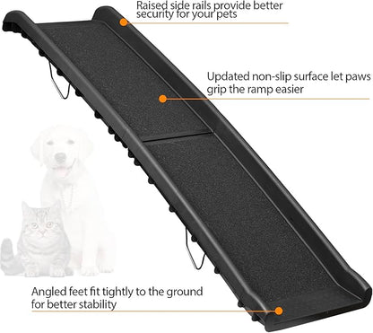 ZENY Portable Folding Dog Ramps for SUV, Truck, Car Ramp Stairs Step Ladder for Pet, Non-Slip Pet Ramp with Raised Siderails