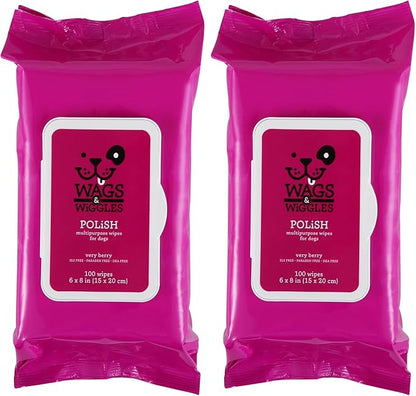 Wags & Wiggles Very Berry Polish Multipurpose Dog Wipes, Count of 200