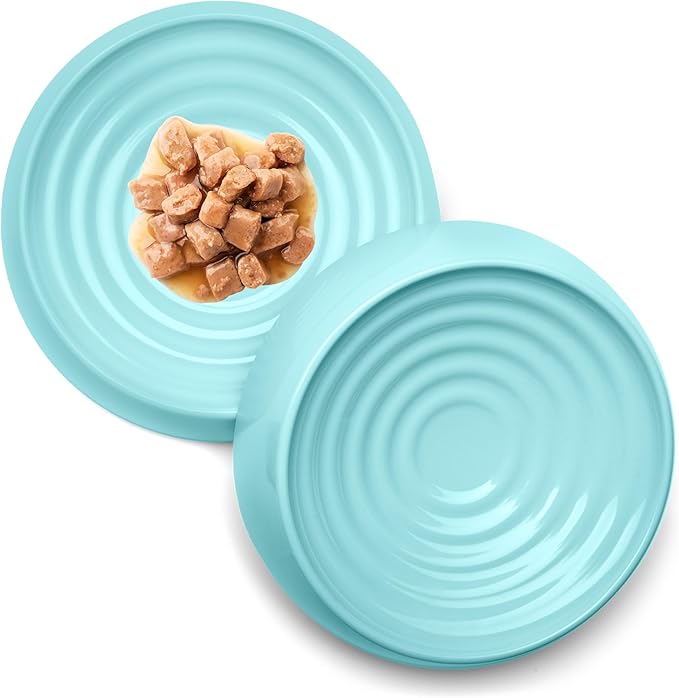 CatGuru Cat Bowls, Whisker Friendly Food Bowl for Indoor Cats, Reliefs Whisker Fatigue, Wide Kitten Dish, Non Slip Pet Dishes, Shallow Pet Plates (Aruba, (Pack of 2))