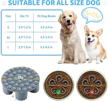 Slow Feeder Dog Bowls Insert, Bestalk Soft Silicone Slow Eating Dog Bowl Insert with Suction Cups for Small, Medium and Large Dogs(Grey M)