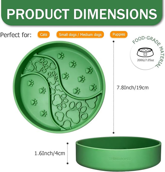 Silicone Slow Feeder Cat Bowl for Small Dogs, Strong Suction Cup Anti-Tip Anti-Choking Chew-Resistant Pet Feeding Bowls