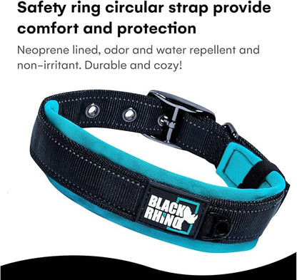 Black Rhino Extra Large Dog Collar - Adjustable Reflective Heavy Duty Dog Collar with Ultra-Soft Neoprene Padding - Weatherproof, Durable, and Comfortable - Ideal for Active Dogs - Pink and Black