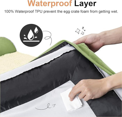 Medium Large Dog Bed Orthopedic Washable: Beds Bolster Medium Large Sized Dog Bed Egg Crate Foam Couch Sofa Waterproof with Removable Cover - Grass Green