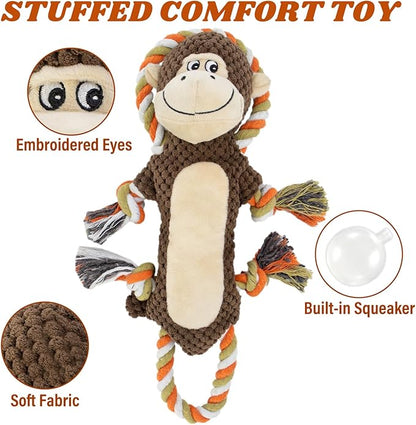 Squeaky Durable Dog Toys,Dog Monkey Toy, Large Breed Dog chew Toys, Interactive Toys, Stuffed Plush Puppy Toy with Crinkle Paper for Small, Middle,Big Dogs, Monkey Dog Toy,Orangutan Shape