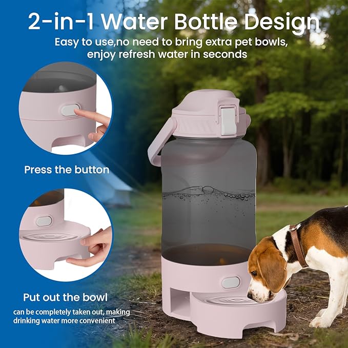 52oz PortableDog Water Bottle, Dog Travel Water Bottle for Camping Hiking Outdoor Walking (Pink)
