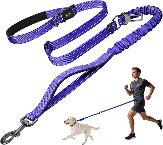 Kazazoo Hands-Free Dog Leash with 5.5-8.5FT Adjustable Length - Heavy Duty No Pull Bungee Design, Reflective Safety for Walking, Jogging & Training | Suitable for Medium to Large Dogs,M Size