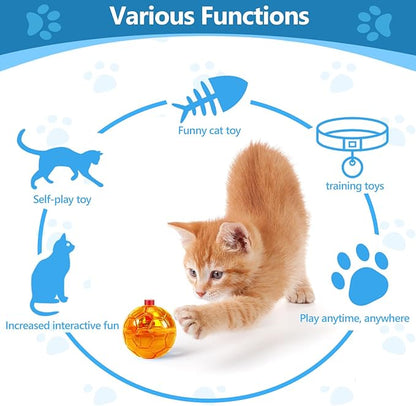 Jecery 9 Pcs Light Up Cat Balls Ghost Hunting LED Motion Activated Cat Toy Interactive Lighted Ball Pet Glowing Mini Running Exercise Toys for Kitten Dog Pet Animals Activity(Multicolor)