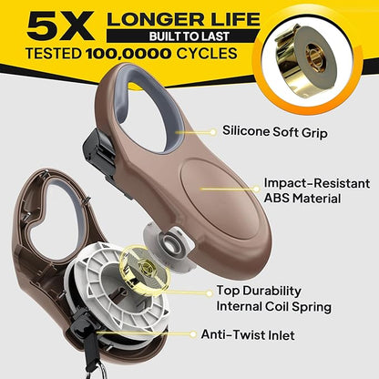 Fida Retractable Dog Leash, 16 ft Dog Walking Leash for Small Dogs up to 26lbs, 360° Tangle Free, Coffee/Brown