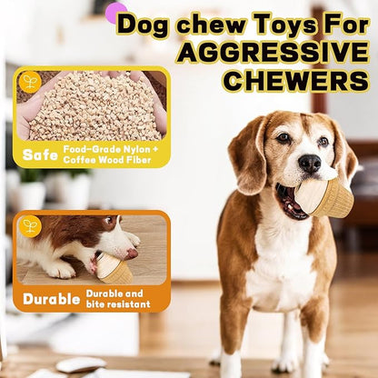 Interactive Dog Toys for Aggressive Chewers, Frozen Indestructible Chew Toy with Treat Dispenser & Chew Rings, Long-Lasting Mental Enrichment & Dental Chewing Toy for Medium Small Dogs