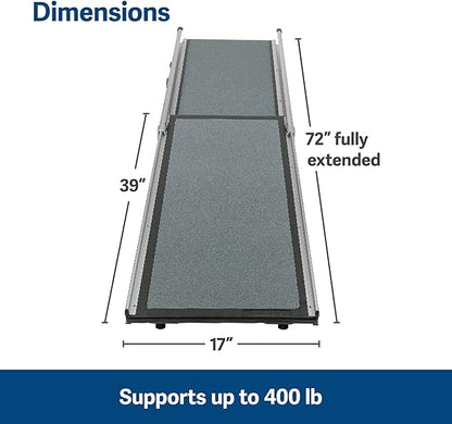 PetSafe Happy Ride Compact Telescoping Dog Ramp - Portable Pet Ramp for Cars, Trucks & SUVs with Adjustable Sizing - Non-Slip Design - Lightweight Pet Mobility Assistance