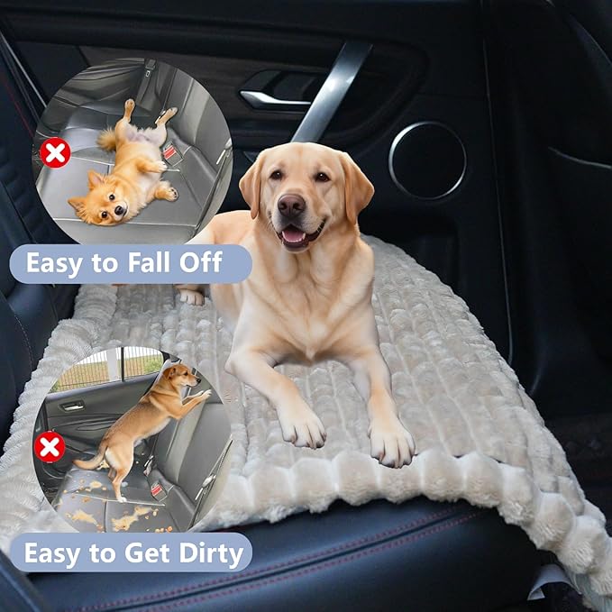 Waterproof Backseat Pet Bed Mat,Soft Plush Pet Seat Cover, Thickened Backseat Dog Bed Mat, Washable & Non-Slip Travel Pet Mat for Small Medium Dogs, Fits Car, Truck & SUV