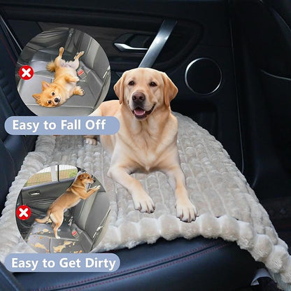 Waterproof Backseat Pet Bed Mat,Soft Plush Pet Seat Cover, Thickened Backseat Dog Bed Mat, Washable & Non-Slip Travel Pet Mat for Small Medium Dogs, Fits Car, Truck & SUV