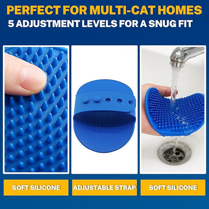 5PCS Pet Cat Grooming Brush, Adjustable Silicone Grooming Brush, Cat Self-service Scratcher, Silicone Grooming Belt Pad, Suitable For Cats (Self-service And Handheld)