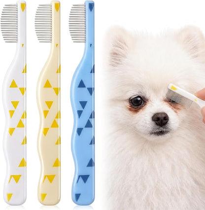 Pet Eye Comb Bulk Stainless Steel Facial Comb for Dogs Cats Gentle Tear Stain Remover Cat Grooming Kit