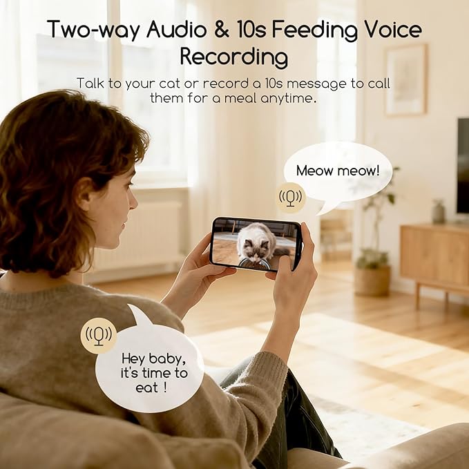 Faroro Automatic Cat Feeder with Camera, 1080P HD Video with Night Vision, 5G WiFi Automatic Dog Feeder with APP Control, 2-Way Audio, Blockage Sensor for Cats or Small Dogs, 4L (Black)