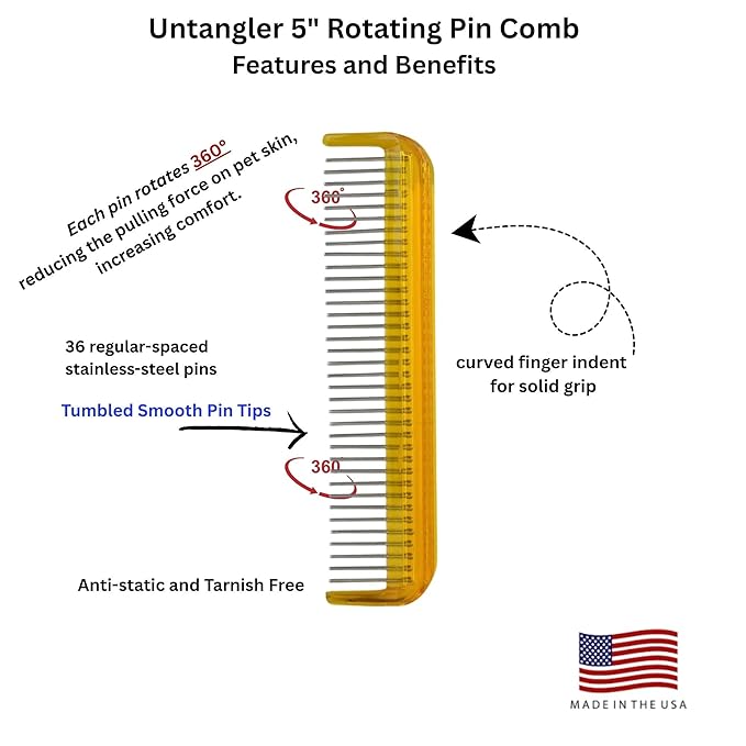Pet Comb (5", Golden Amber)