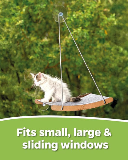 Durable Window Cat Bed – Eco, Heavy-Duty Suction Cups, cat Window Hammock & Washable Cover, Space-Saving Window Seat, Strong Suction Cup Window Perch for Indoor Felines (Medium)