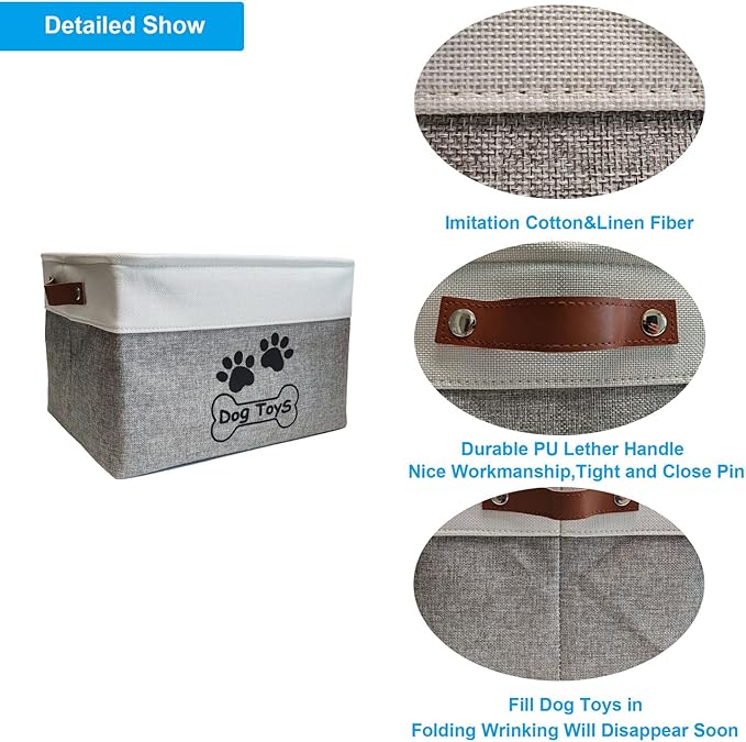 Dog Toy Basket Collapsible Dog Toy Box with Handles Foldable Dog Toy Bin for Pet Toys,Accessories