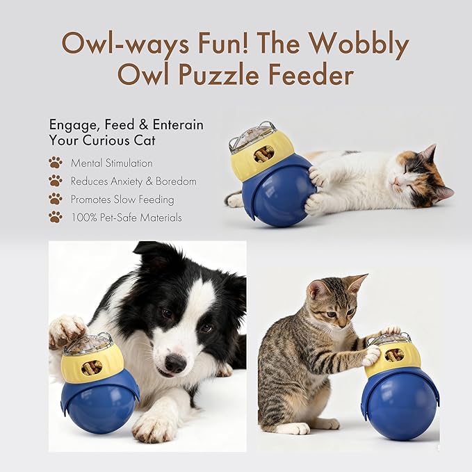 Mira's Pocket Wobble Treat Dispensing Pet Toy, Interactive Slow Feeder Puzzle Toy for Mental Stimulation and Boredom Relief for Cats and Dogs