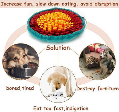 Dog Snuffle-Mat Slow-Feeder-Bowl - Simulating Grassland for Boredom, Encourages Natural Foraging Skills for Pet, Treat Indoor Outdoor Stress Relief（Tricolor）