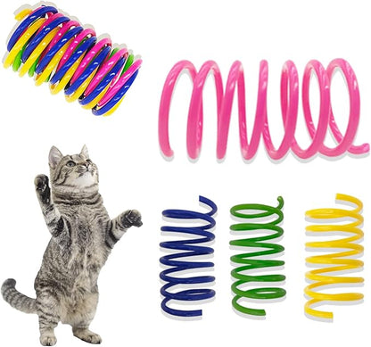 Cat Spring Toys 90 Pack, Interactive Toys for Kittens to Swat, Bite & Hunt, Colorful Durable Plastic Spiral Springs for Indoor Cats