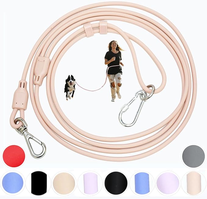 Hands Free Dog Leash Crossbody & Waist for Walking, 9-in-1 No Pull Dog Harness & Leash Set, Waterproof Training Slip Lead for Small Medium Breeds (8-20lbs, Blush)