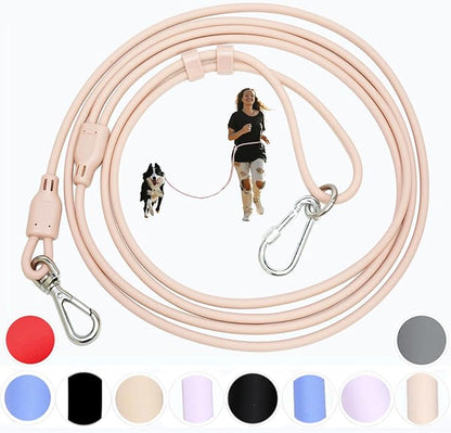 Hands Free Dog Leash Crossbody & Waist for Walking, 9-in-1 No Pull Dog Harness & Leash Set, Waterproof Training Slip Lead for Small Medium Breeds (8-20lbs, Blush)