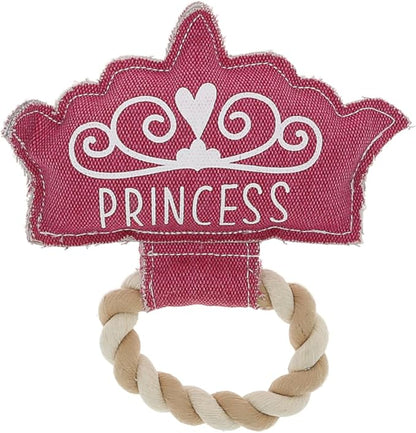 Pavilion Gift Company - Princess - Canvas Rope Dog Toy Tiara Princess Crown Tug of War Puppy K9 Doggy Lover Parent Gift